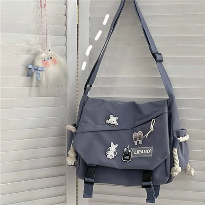 Shoulder Bag Large Capacity Crossbody Bag Retro Workwear Postman Bags for Women Nylon Handbags
