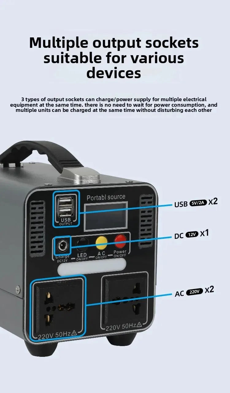 300W Portable Power Station 220V 166.5wh/333wh Outdoor Solar Generator Household Portable Stall Camping Emergency Power Supply