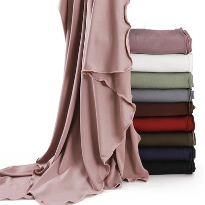 Luxury Wavy Edge Jersey Hijab for Women Solid Color Milk Silk Scarf Headscarf Autumn Shawl Stretchy Chiffon Scarf Ramanda