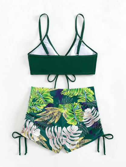 Drawstring Front Shorts Bikinis 2026 High Waist Swimsuit Women Swimwear Female Bathers Bathing Swimming Swim Suit Beachwear