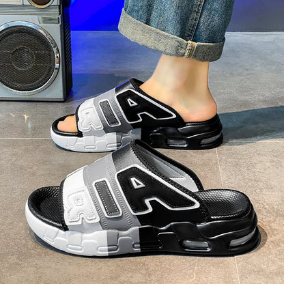Summer Men Slippers Casual Sandals Platform Bubble Outdoor Beach Sandals Garden Shoes Male Comfortable Home Slides Loafers 39-47