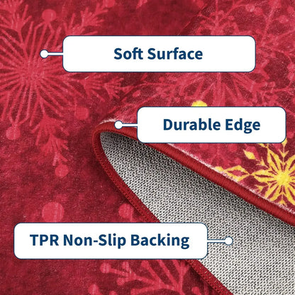 Garvee Christmas Washable Area Rug Xmas Area Rugs Non-Slip Soft Soft Fabric Blue Carpet with Snowflake Design, Low Pile, Durable, Pet Friendly for Holiday Home Decor