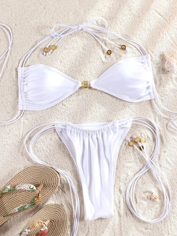 Two Piece Suit Bikinis 2026 Women Swimsuit Push Up Bathing Suit Sexy Bikinis Sets Swimwear Print Beachwear Solid Biquinis