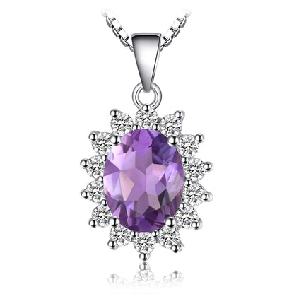 JewelryPalace Princess Diana Created Blue Sapphire Ruby Simulated Emerald 925 Sterling Silver Pendant Necklace for WomenNo Chain