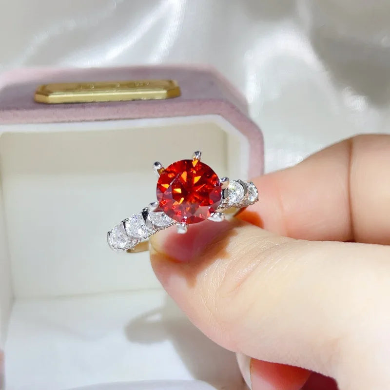 luxury 18K white gold and platinum PT950 marquise colored diamond moissanite ring women's colored special-shaped ring