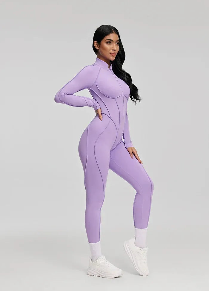 FUBEIKE Women's Yoga Set Fashion Sexy Slim Fit Long Sleeve Zipper Sports Gym Workout Legging Bodysuits Outdoor Activewear