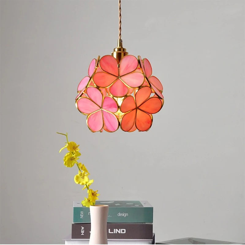 Modern Glass Pendant Lights for Restaurant Cafe Decoration Hanging Lamp Ceiling Chandeliers Nordic Flower Lighting Hotel Decor