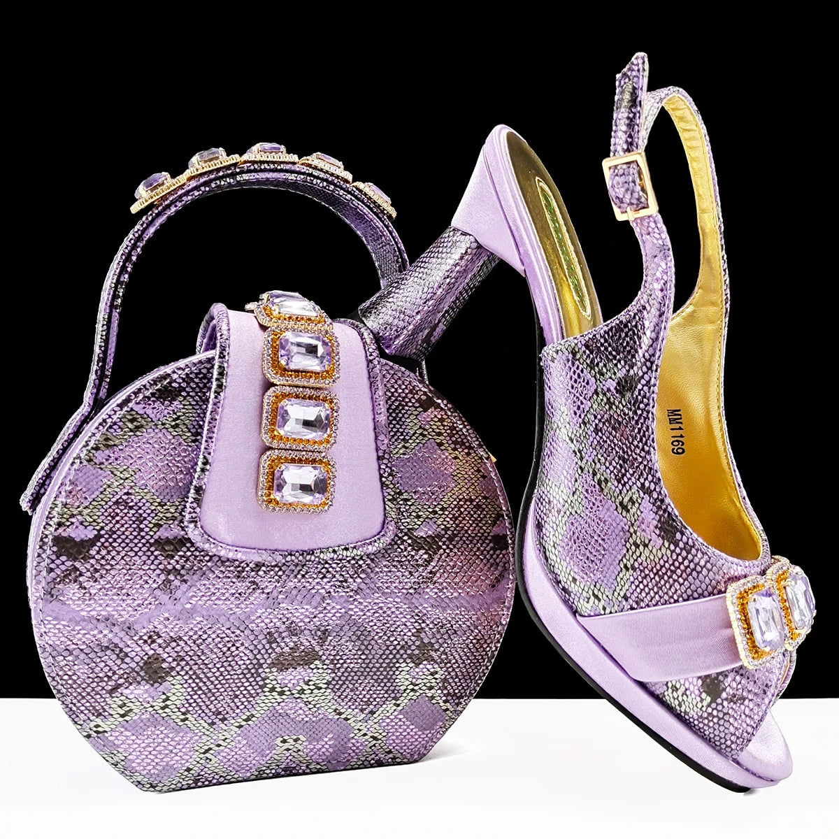 doershow High Quality African Style Ladies Shoes And Bags Set Latest orange Italian Shoes And Bag Set For Party   SMM1-1