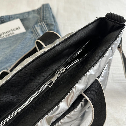 2025 Winter Luxury Quilted Tote Bag Women Fashion Down Puffer Shoulder Bag Large Capacity Crossbody Messenger Purse Nylon Gift