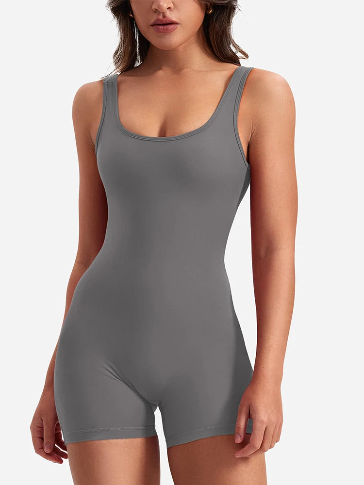 Summer 2025 High-Waisted One-Piece Shorts with Shoulder Straps Slimming Hip Lifting Sexy Sports Yoga Wear