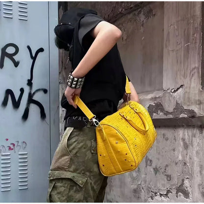 Luxury Large-capacity Travel Handbag For Women Versatile Crocodile Pattern Crossbody Bag Fashion Diamond Design Commuter Bag