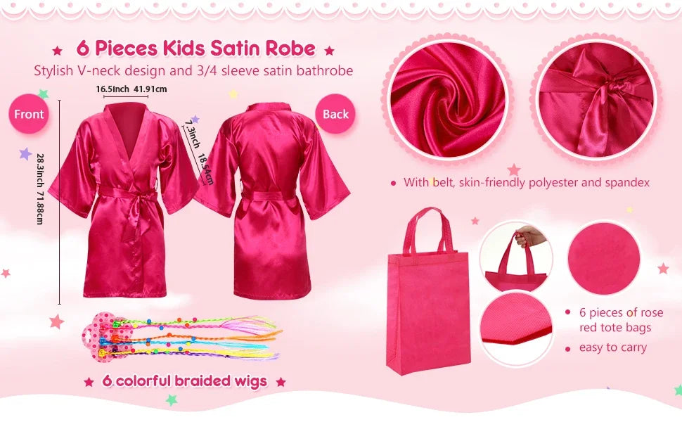 40 Pcs Girls Spa Party Supplies 10 Birthday Squad Princess Robe 10 Tote Bags 10 Headbands 10 Spa Masks for Birthday