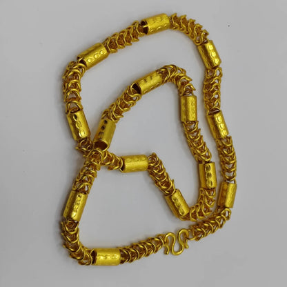 Luxurious 9999 24K real gold versatile dragon bone necklace fashionable men's and women's necklace gold jewelry