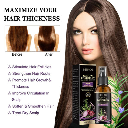 30ml Onion Rosemary Hair Growth Serum Powered With Black Seed-Oil Controls Loss Promotes Growth Shine Hair Softening Spray