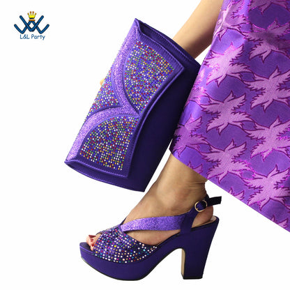 Buckle Strap Sandals Nigerian Women Shoes and Bag Set in Green Color with Wedges Heels For Ladies Party