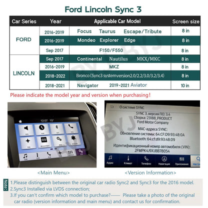For Ford Lincoln Sync2/3/4 Focus Mondeo F150F550MKCMKZMKX 360 Camera 1080P Around View Driving  Recorder Syst DVR Carplay