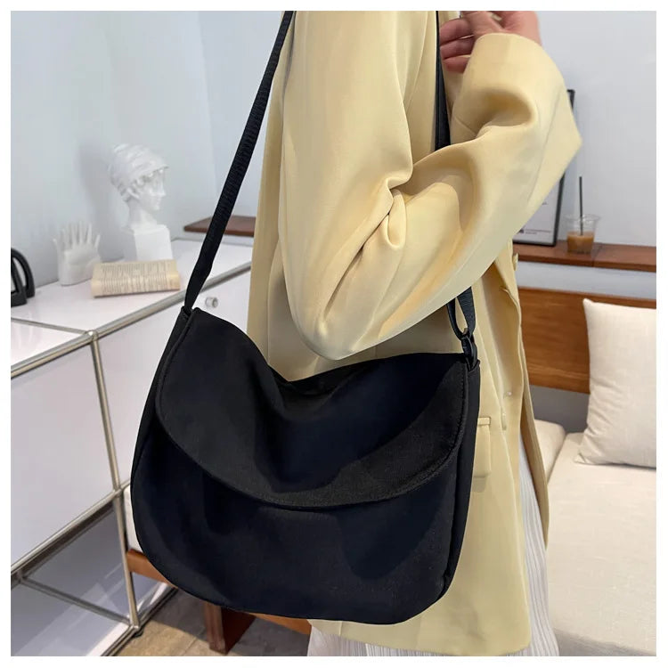 Solid Color Women Crossbody Bag Simple Ladies Shoulder Bag Waterproof Nylon Women'S Handbags Fashion Messenger Bag Women сумка