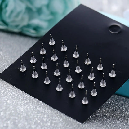 12 Pairs Of Stud Earrings Set Inlaid Round Zircon Elegant Ear Piercing Jewelry Decoration Party Favors for Men Women Daily Wear