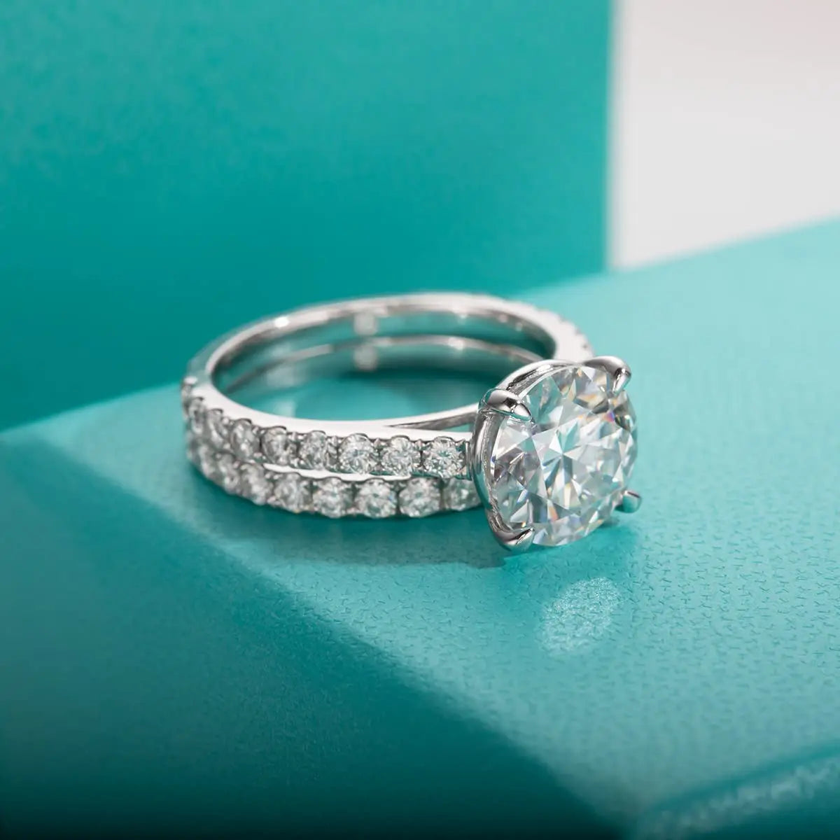 3CT Moissanite Bridal Rings Set with Certificate D Color Diamond Engagement Ring 925 Sterling Silver Wedding Band for Women