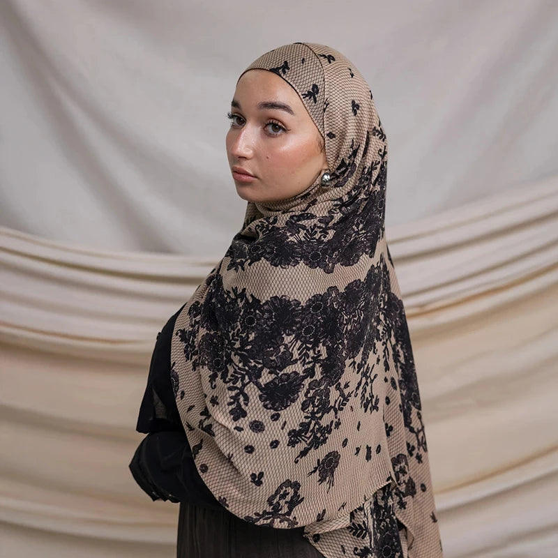 1Pcs Watercolor Print Hijab Women Bohemian Soft Islam Ramadan Muslim Hijabs Foulard Femme Shawl Wrap Scarf Headscarf