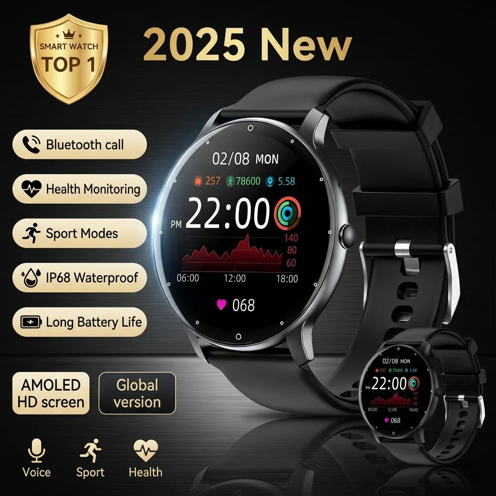 2025 New Smart Watch Heart Rate Sleep Health Monitor Bluetooth Talk Ladies Sport Smart Watch for Android IOS