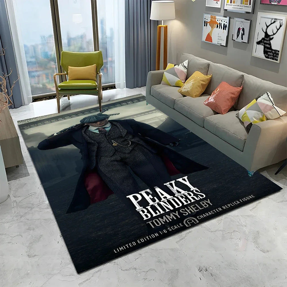 HD Tommy Shelby 3D P-Peaky Blinders Carpet Rug for Home Living Room Bedroom Sofa Doormat Decor,kids Area Rug Non-slip Floor Mat