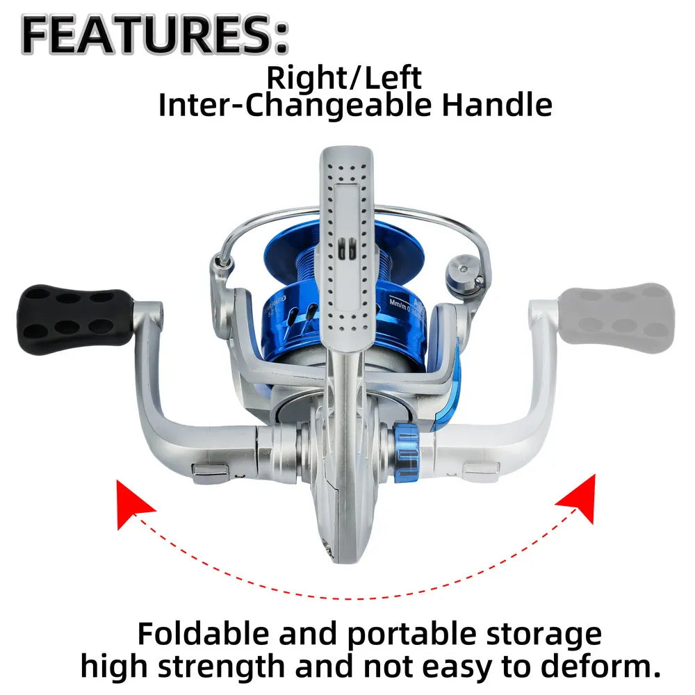 AB Spinning Reel,Saltwater Freshwater Fishing Reel,10kg Max Drag,5.2:1 Gear Ratio,With Metal Spool&Fold Rocker