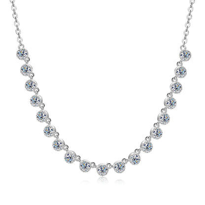 OXTAO Certified Moissanite Bubble-Style Necklace 3mm D VVS1 for Women Sweet U-Smile Pendant Necklace Jewelry 14K Gold Filled