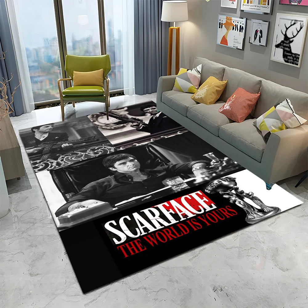 3D Printing Movie Scarface Tony Carpet Rug for Home Living Room Bedroom Sofa Doormat Decor,kids Play Area Rug Non-slip Floor Mat