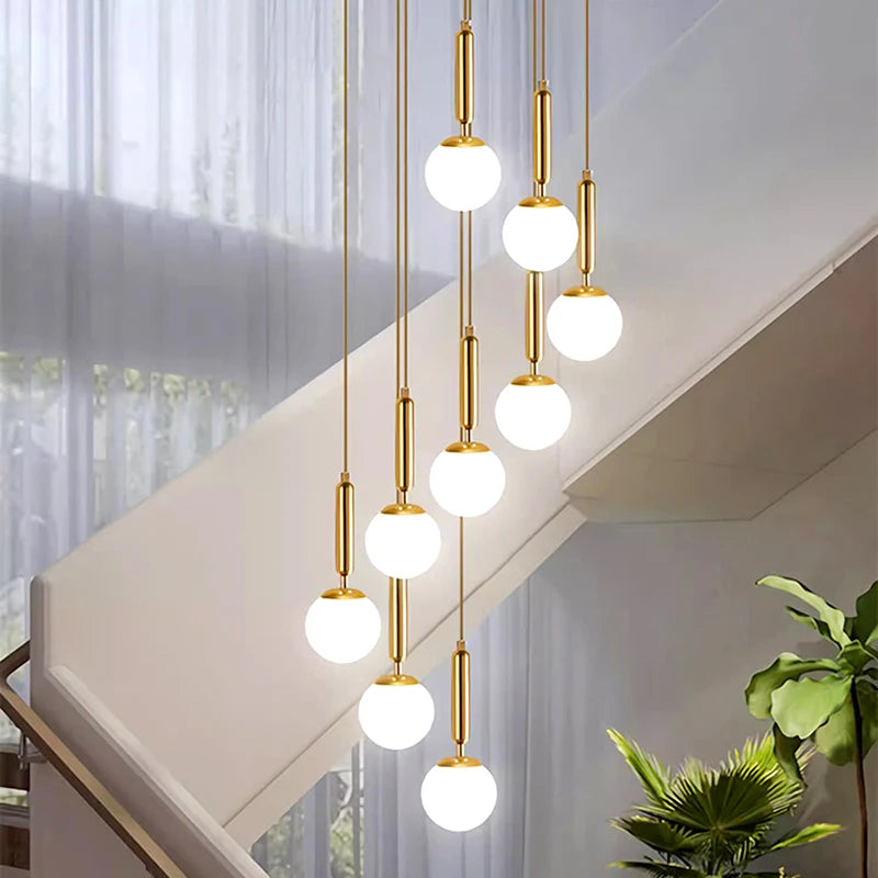 Modern ring stairs led lights pendant light lamps for living room led Chandeliers for dining room hanging light indoor lighting
