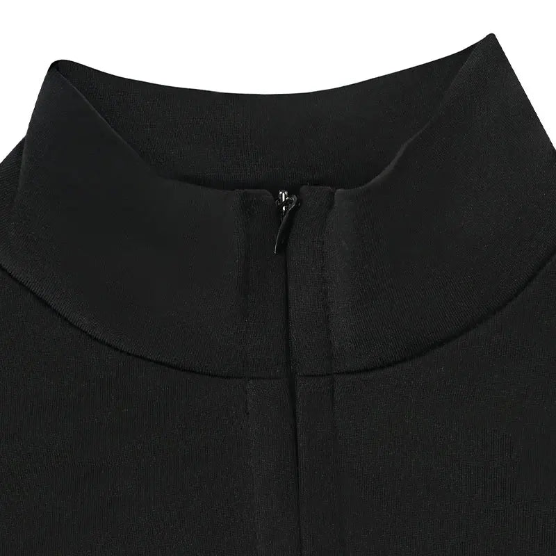 Autumn New Women's Jumpsuits Fashion Streetwear Long Sleeves Half High Collar Zippers Bodycon Rompers Black Sexy Lady Jumpsuits
