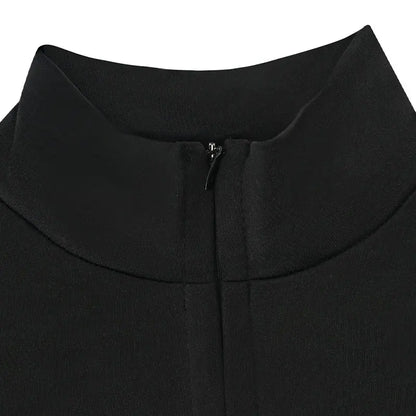 Autumn New Women's Jumpsuits Fashion Streetwear Long Sleeves Half High Collar Zippers Bodycon Rompers Black Sexy Lady Jumpsuits
