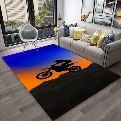 Off Road Motorcycle Racing Moto Carpet Rug for Home Living Room Bedroom Sofa Doormat Decor,Kid Play Area Rug Non-slip Floor Mat