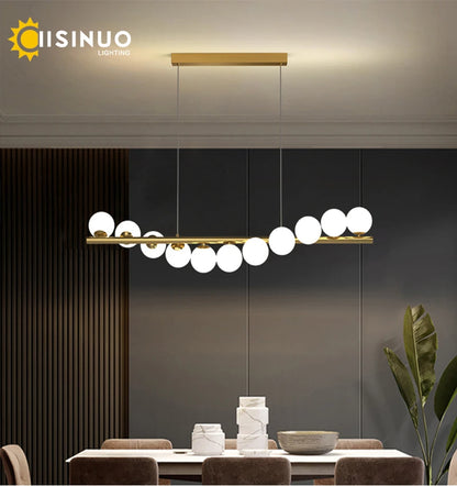Line Glass Ball Pendant Lights Nordic LED Energy-Efficient Hanging Ceiling Lamp with Adjustable Cord for Dining Room Living Room