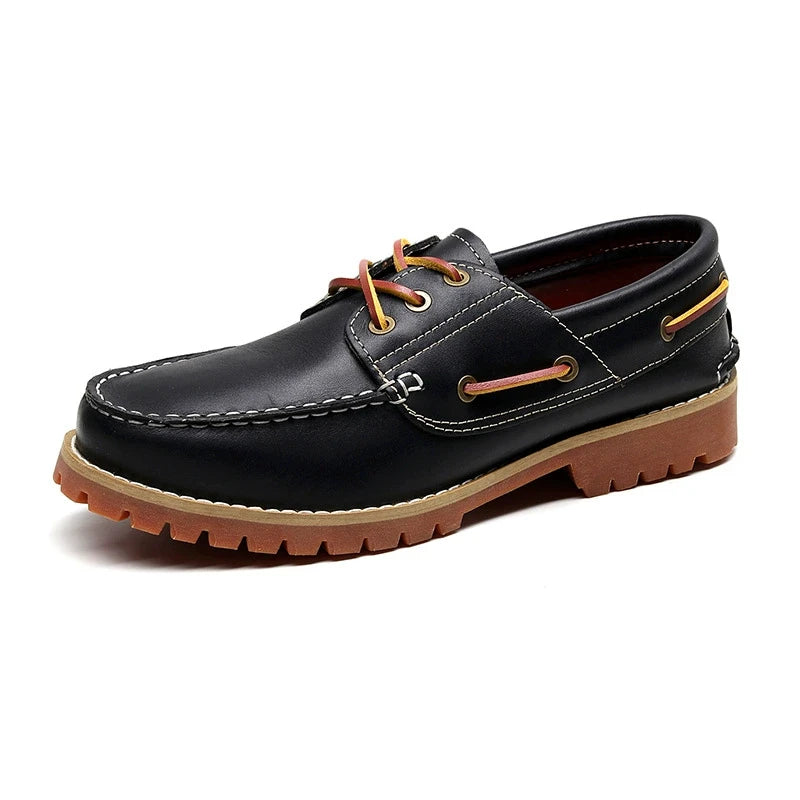Handmade Cowhide Vintage Men Work Shoes British Outdoor Hiking Casual Leather Shoes Commuting Dress Shoes Loafers Sneakers