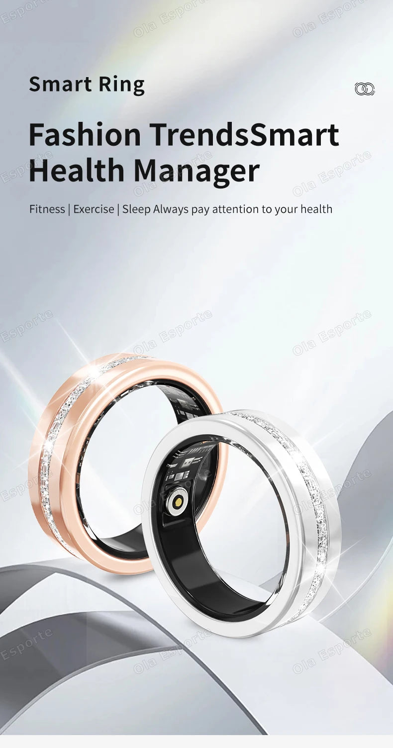 2026 New Smart Ring Lady Heart Rate Sleep Health Monitor Menstrual cycle detection IP68 Waterproof Fashion Sport Rings Women Men