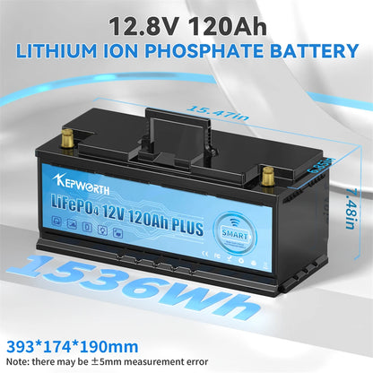 12V LiFePO4 Battery Pack 100 120 135 200Ah for Golf Cart RV Campers Off-Road Built-in Bluetooth 6000 Cycles Lithium Power