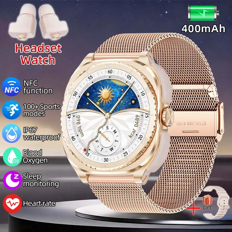 New 2026 TWS 2-in-1 Wireless Headset Smart Watch 7 Ultra AMOLED HD Screen Smartwatch with Earbuds Bluetooth Call Sports Watches