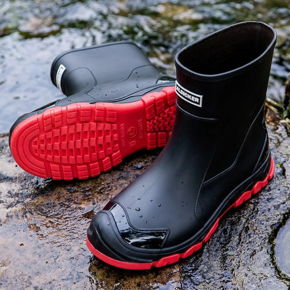 Mens High Top Rain Boots Mid Tube Couple Chef Shoes Thick Soled Long Tube Boot Outdoor Plush Warm Casual Boots Winter Water Shoe