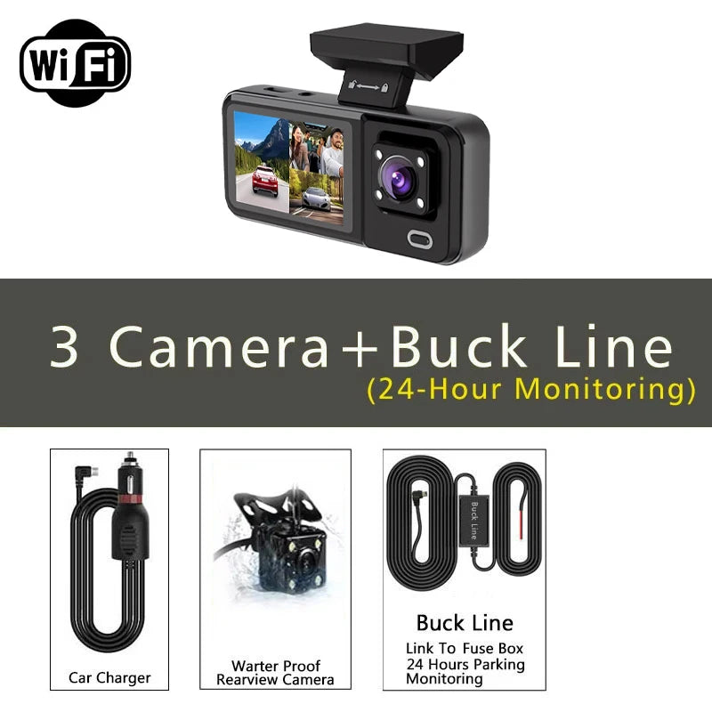 WIFI 3 Camera Dash Cam Cabin Car Dvr 1080P Interior Vehicle Three Way Channel Dvrs Recorder Video Registrator Dashcam Camcord