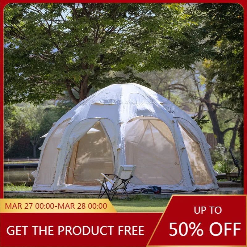 Coody Beige Dome Air Tent, 2-4 Person Classic Geodesic Inflatable Tent For Family Glamping Camping
