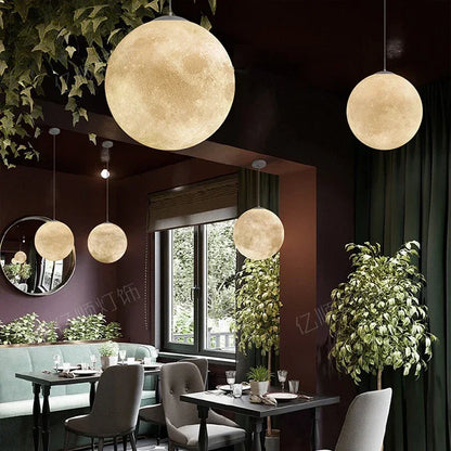 Nordic Moon Led Pendant Lights for Living Room Dining Bedroom Home Decorations Chandelier Cafe Restaurant Hanging Lamp Luminaire