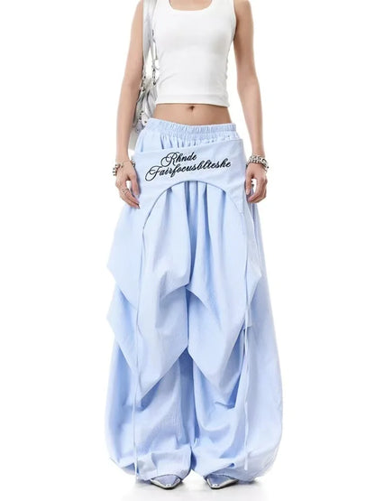 Women Y2K Wide Leg Cargo Pants 2026 Spring Cross-layer Straps Casual Hip Hop Dance Streetwear Trousers Baggy Vintage Fashion