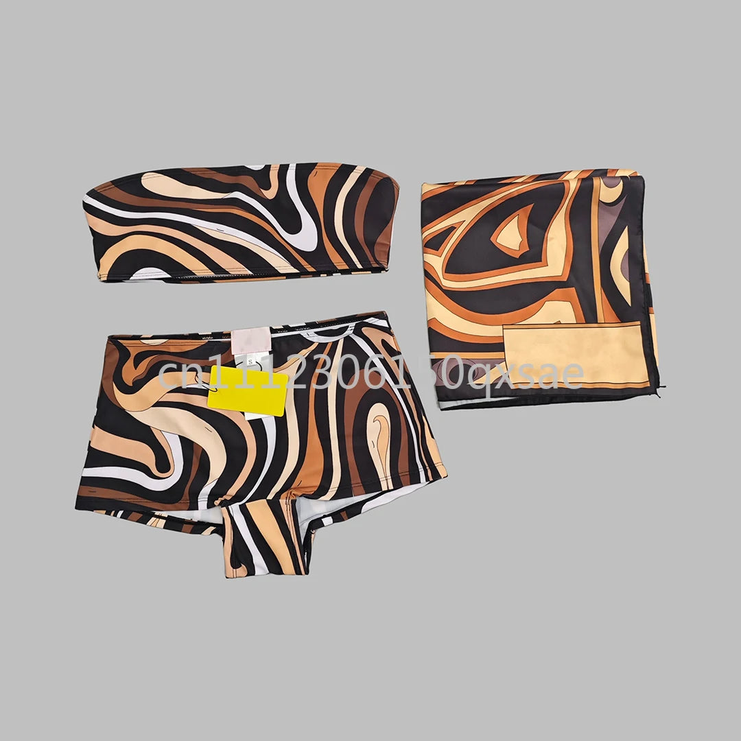 Classic Design Women's Headband Swimsuits with Letter Signature Logo Designer Brand Lady Sexy Scarf Swimsuits Beachwear