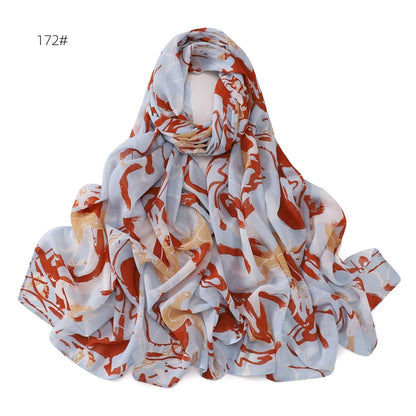 66 Colors Pearl Chiffon Printed Hijab Scarf New Fresh Small Floral Polka Dot Sunscreen Silk Scarf Shawl Turbans for Women Hijabs