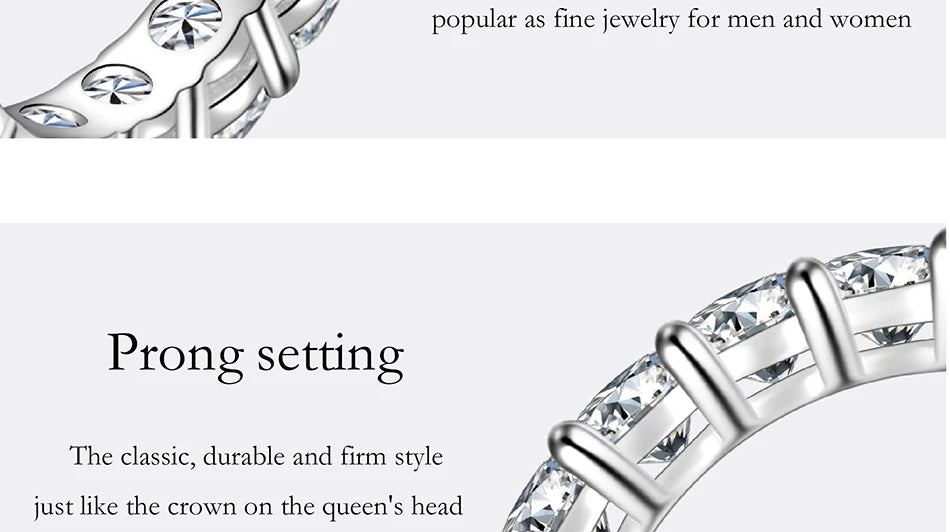 PERFANY 3mm Full Moissanite Ring for Women S925 Pure Silver Eternal Diamond Stackable Engagement Ring Fashion Luxury Jewelry