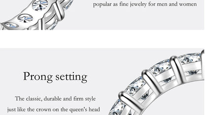 PERFANY 3mm Full Moissanite Ring for Women S925 Pure Silver Eternal Diamond Stackable Engagement Ring Fashion Luxury Jewelry