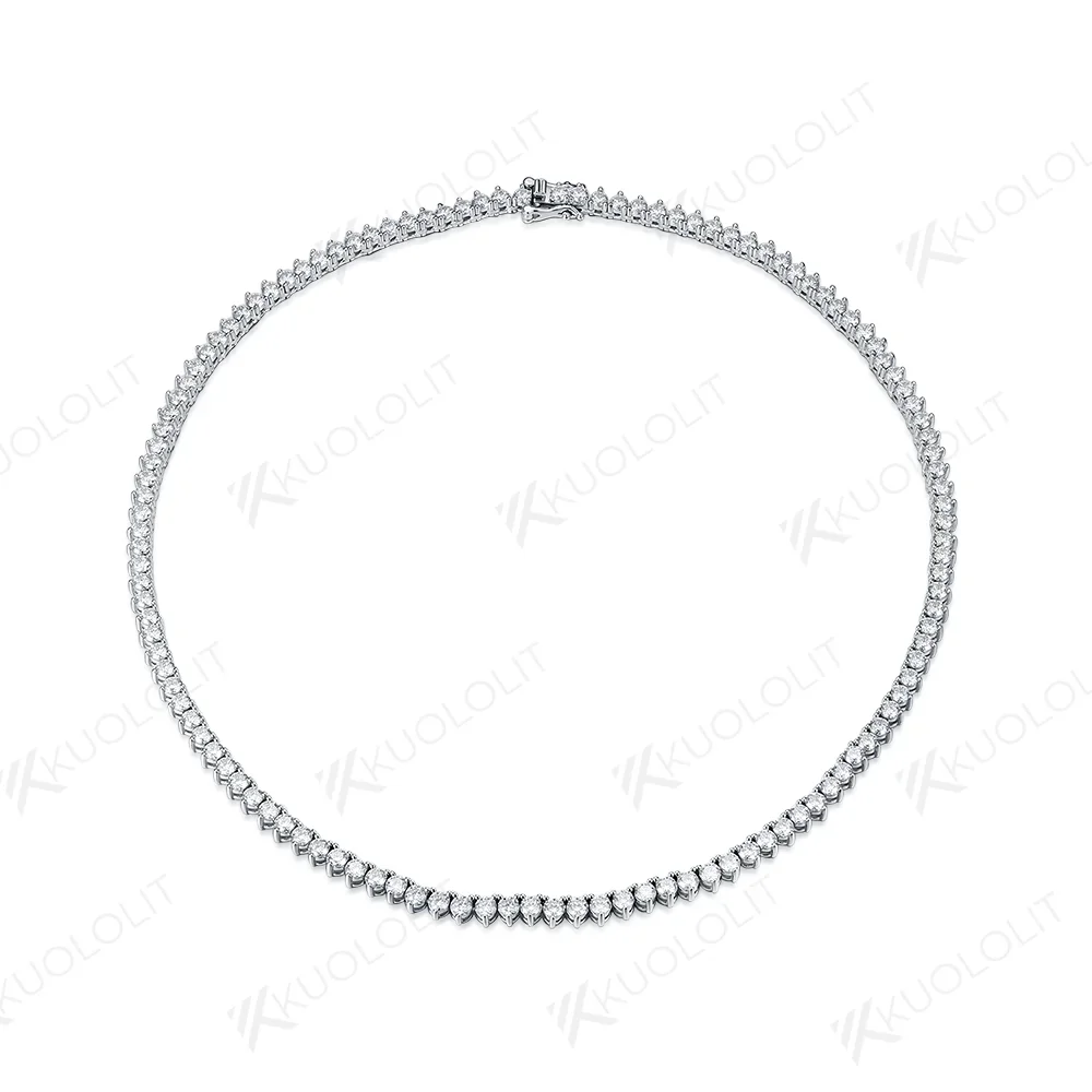 Kuololit Moissanite Tennis Necklace for Women Sterling 925 Silver D/VVS Moissanite with Certification 3 Prong Necklace for Party