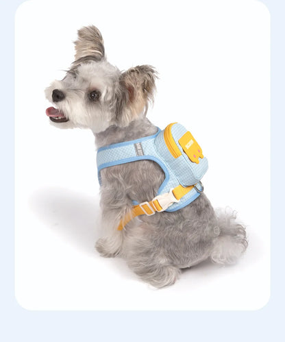 Dog Backpack Harness Cute Plaid Outdoor Self-Carrying Bag for Pets Puppy Chest Vest for Walking Adjustable for Small Medium Dogs