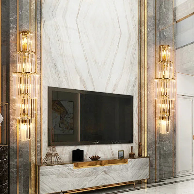 Luxury Hotel Lobby Large Big Crystal Wall Lamp for Club Hall Villa Living Room Bedroom Office Banquet Indoor Lighting Fixtures